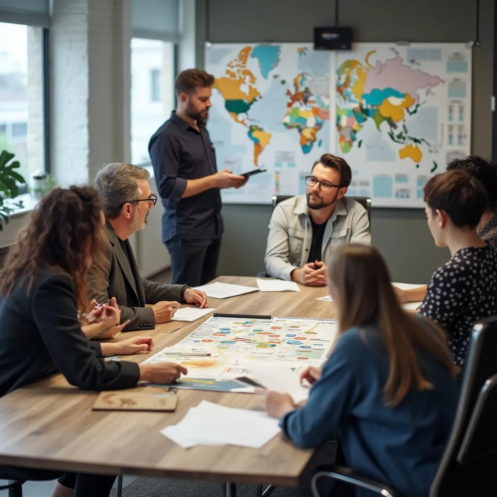 Equipo en sesión de planificación estratégica